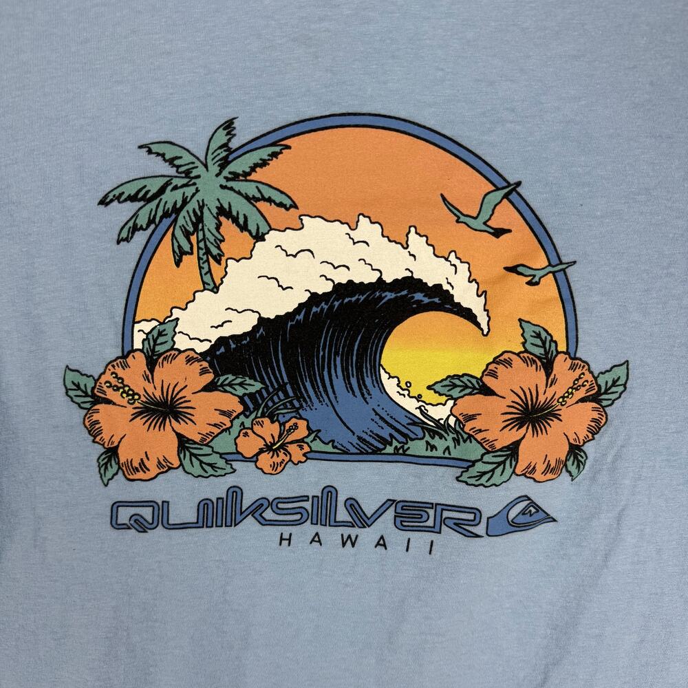 Quiksilver T-Shirt Mens XL Blue‎ Cotton Regular Crew Neck Short Sleeve Pullover - Picture 4 of 8